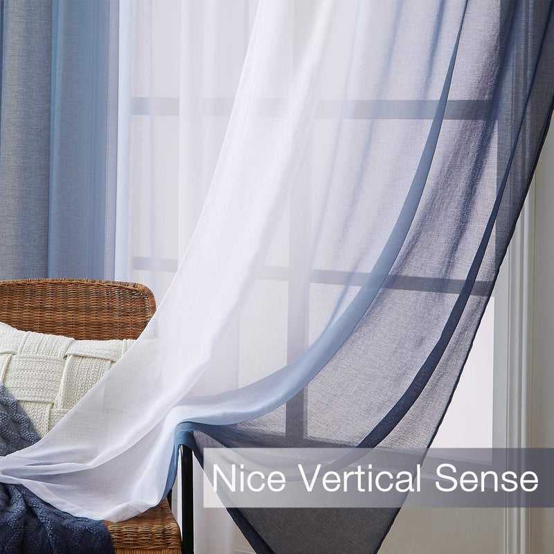 July Joy Dark Grey Ombre Faux Linen Sheer Curtains for Bedroom Living Room Rod Pocket, 2 Tone Reversible Gradient Voile Semi Window Curtains,Privacy and Light Filtering, Set of 2 Panels, 54 x 96 Inch Length - Image 4